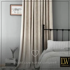 LW Collection Gordijnen beige 270X140CM velvet kant en klaar 1 stuk