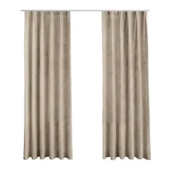 LW Collection Gordijnen beige 240x140CM met haakjes Velvet 1 stuk