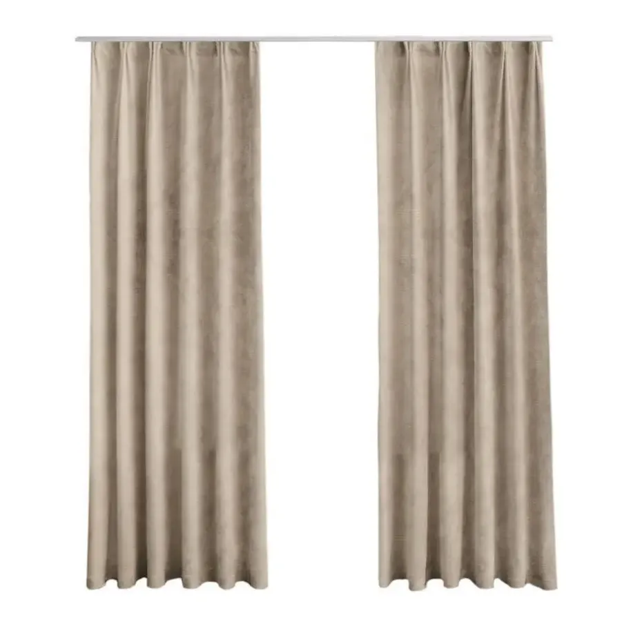 LW Collection Gordijnen beige 240x140CM met haakjes Velvet 1 stuk