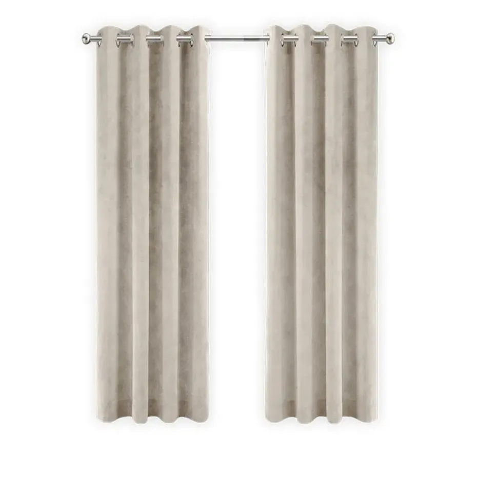 LW Collection Gordijnen Beige 270x290cm Velvet Kant en klaar 1 stuk