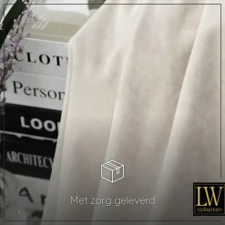 LW Collection Gordijnen Beige 270x290cm Velvet Kant en klaar 1 stuk