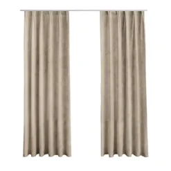 LW Collection Gordijnen beige 270x140CM met haakjes Velvet 1 stuk