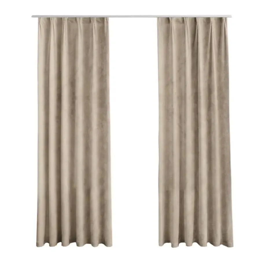 LW Collection Gordijnen beige 270x140CM met haakjes Velvet 1 stuk