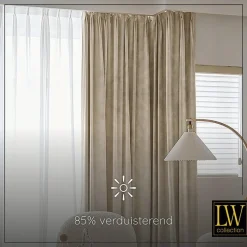 LW Collection Gordijnen beige 225x140CM met haakjes Velvet 1 stuk