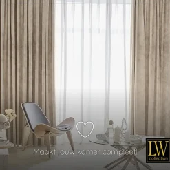 LW Collection Gordijnen beige 225x140CM met haakjes Velvet 1 stuk