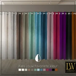 LW Collection Gordijnen Groen 245x290cm Velvet Kant en klaar 1 stuk