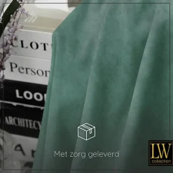LW Collection Gordijnen Groen 270X140CM velvet kant en klaar 1 stuk