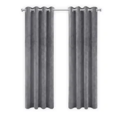 LW Collection Gordijnen Grijs 270x290cm Velvet Kant en klaar 1 stuk
