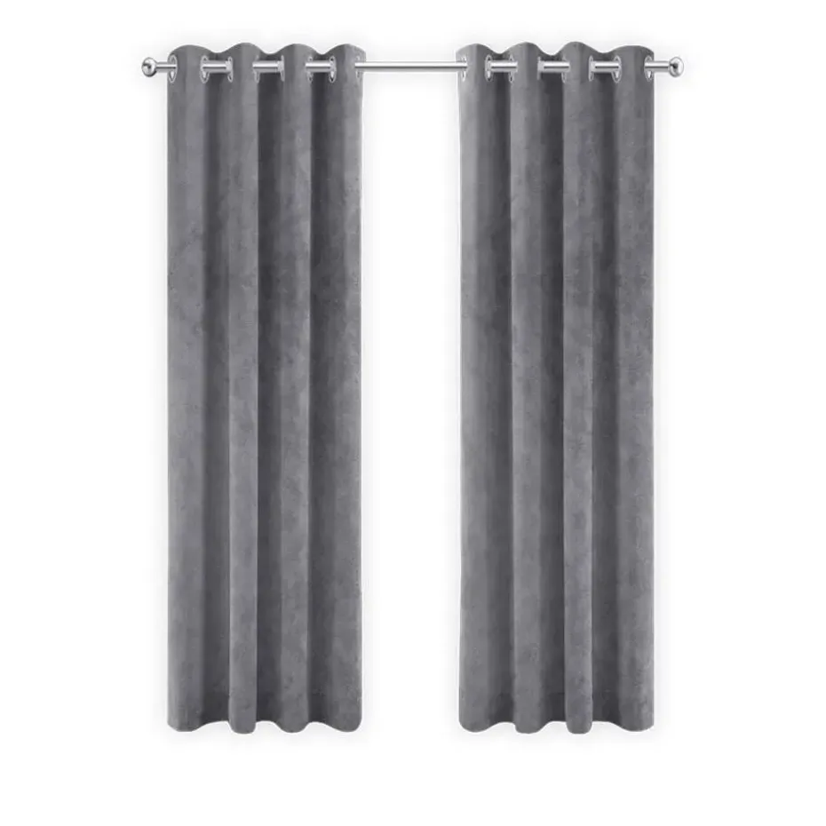 LW Collection Gordijnen Grijs 270x290cm Velvet Kant en klaar 1 stuk