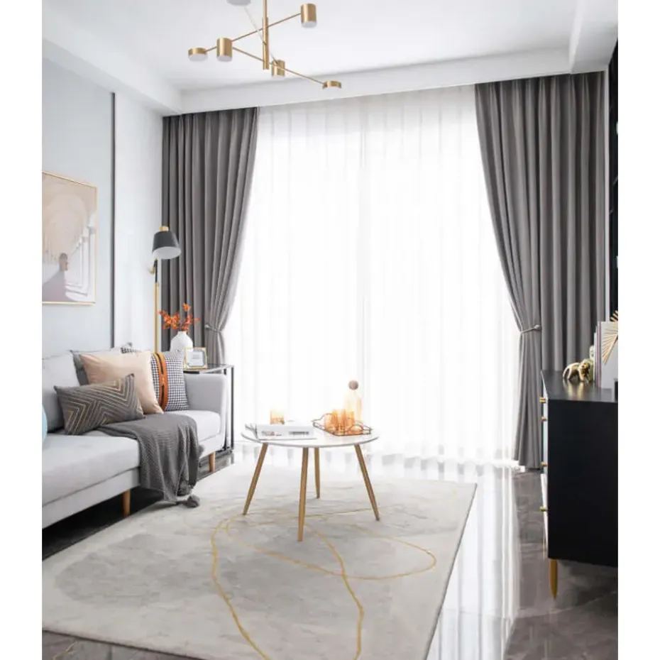 LW Collection Gordijnen Grijs 270x290cm Velvet Kant en klaar 1 stuk