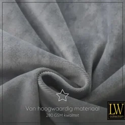 LW Collection Gordijnen Grijs 270x290cm Velvet Kant en klaar 1 stuk