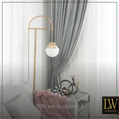 LW Collection Gordijnen Grijs 270x290cm Velvet Kant en klaar 1 stuk