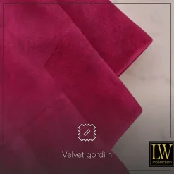 LW Collection Gordijnen Rood 245x290cm Velvet Kant en klaar 1 stuk