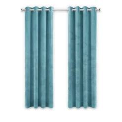 LW Collection Gordijnen Turquoise 245x290cm Velvet Kant en klaar 1 stuk
