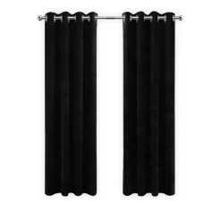 LW Collection Gordijnen Zwart 245x290cm Velvet Kant en klaar 1 stuk