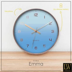 LW Collection Keukenklok Emma lichtblauw rosé 30cm