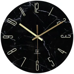 LW Collection Keukenklok Cooper zwart marmer 30cm