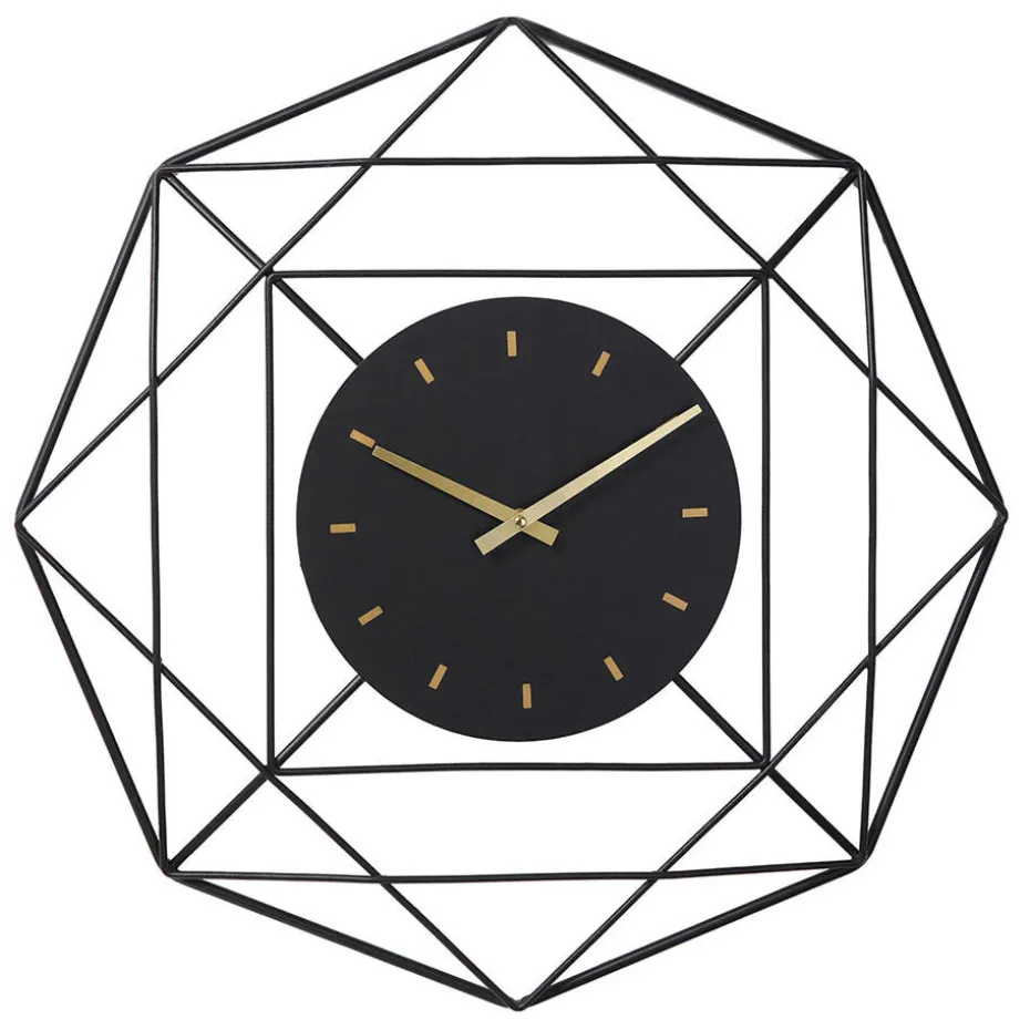 LW Collection Wandklok Benjamin zwart 60CM