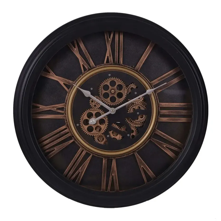 LW Collection Wandklok radar Leonore Zwart 52cm bewegende tandwielen