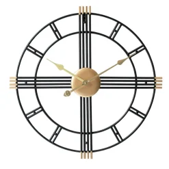 LW Collection Wandklok William zwart goud 60cm