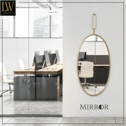 LW Collection Wandspiegel goud rond ovaal 45x96 cm metaal