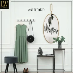 LW Collection Wandspiegel goud rond ovaal 45x96 cm metaal