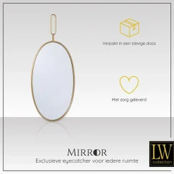 LW Collection Wandspiegel goud rond ovaal 45x96 cm metaal
