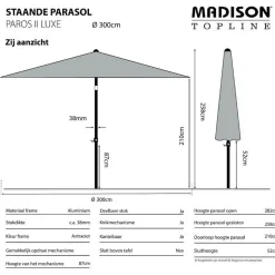 Madison - Parasol Paros II Round Sage Green - 300cm - Groen