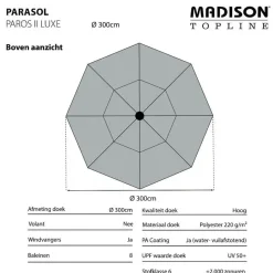 Madison - Parasol Paros II Round Sage Green - 300cm - Groen