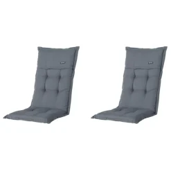 Madison - Tuinkussens Hoge Rug Rib Grey - 123x50 - Grijs - 2 Stuks