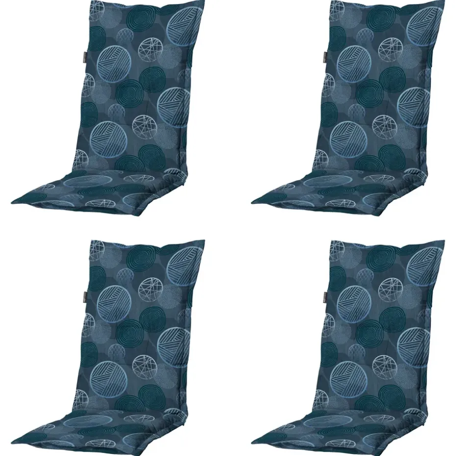 Madison - Tuinstoelkussen Hoge Rug Circle blue - Ca. 123x50 cm - Set van 4