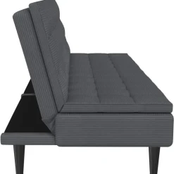 Maine - Slaapbank in antraciet ribstof