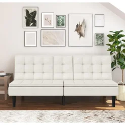 Maine - Slaapbank in crèmekleurige ribstof