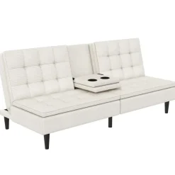 Maine - Slaapbank in crèmekleurige ribstof