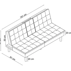 Maine - Slaapbank in crèmekleurige ribstof
