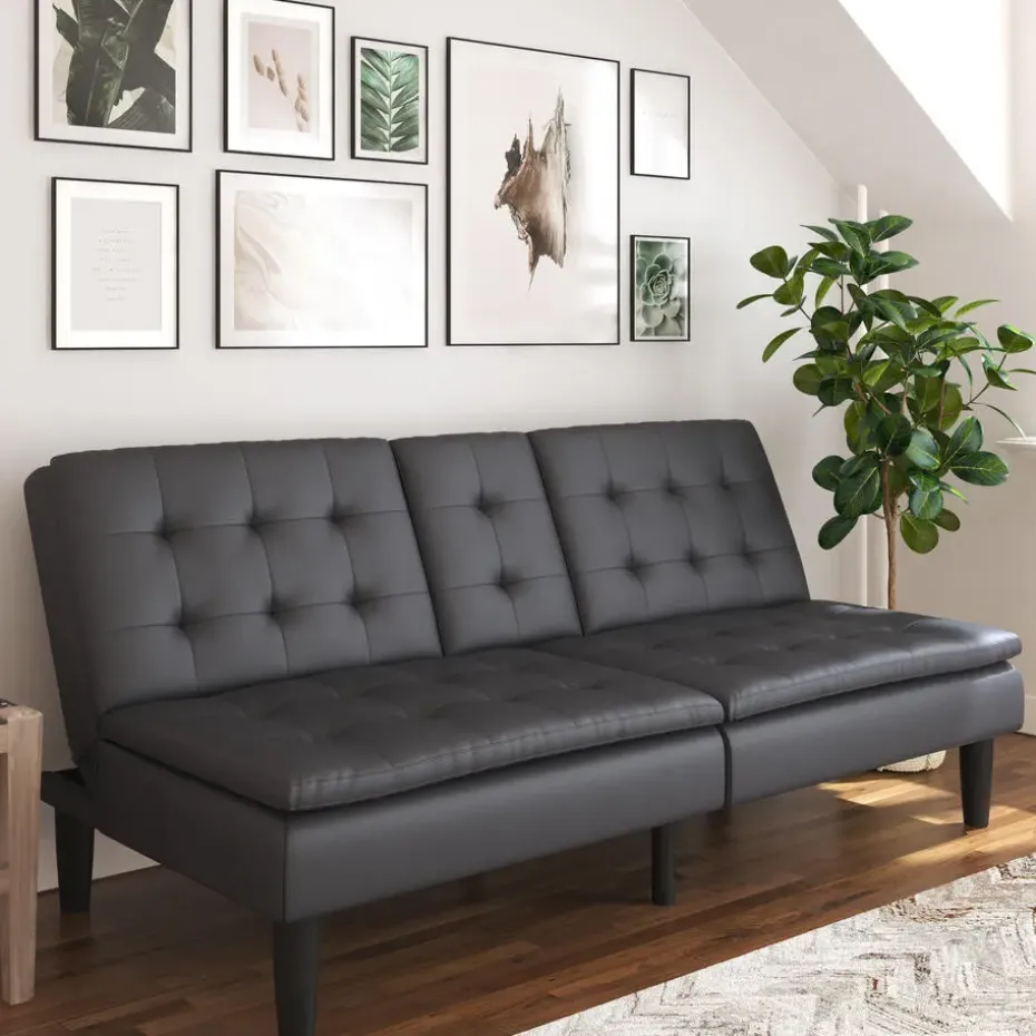 Maine - 3-zits slaapbank in grijs kunstleer