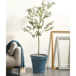 MAIZE - Bloempot - Blauw - 43 cm - Steenmengsel