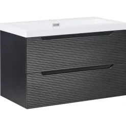 MAKANA - Badkamermeubel met wastafel - Zwart - 80 cm - MDF