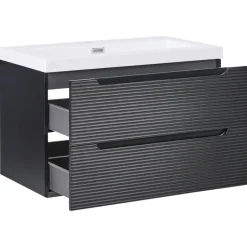 MAKANA - Badkamermeubel met wastafel - Zwart - 80 cm - MDF