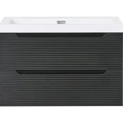 MAKANA - Badkamermeubel met wastafel - Zwart - 80 cm - MDF