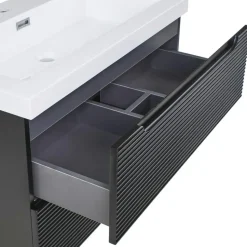 MAKANA - Badkamermeubel met wastafel - Zwart - 80 cm - MDF