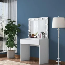 Make-up Tafel Wit - 90cm - Incl. Spiegel - Bengisu