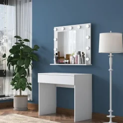 Make-up Tafel Wit - 90cm - Incl. Spiegel - Bengisu