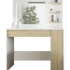 Make-uptafel Glamour met verlichting - wit/eik