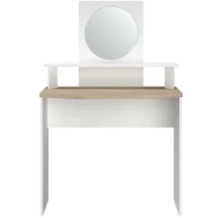 Make-uptafel Hardy-136cm-met spiegel-wit/eik
