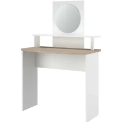 Make-uptafel Hardy-136cm-met spiegel-wit/eik