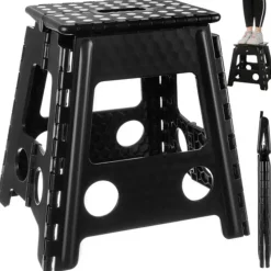 Malatec Inklapbaar krukje - zwart - 39 cm - opvouwbaar - opstapje