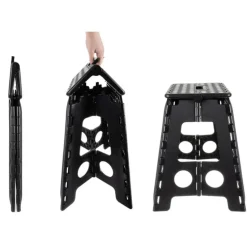 Malatec Inklapbaar krukje - zwart - 39 cm - opvouwbaar - opstapje