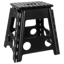 Malatec Inklapbaar krukje - zwart - 39 cm - opvouwbaar - opstapje