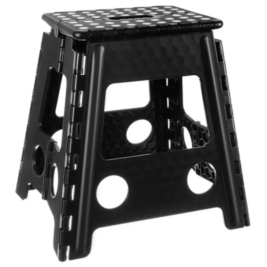 Malatec Inklapbaar krukje - zwart - 39 cm - opvouwbaar - opstapje